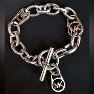 Michael Kors unisex Silver MK Link Toggle Bracelet